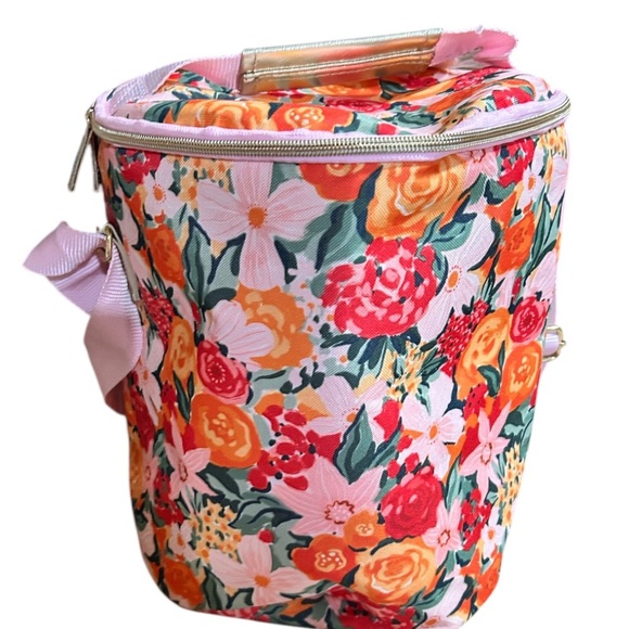 Cooler Pink and Orange Floral bag with Zipper Closure - Picture 2 of 5